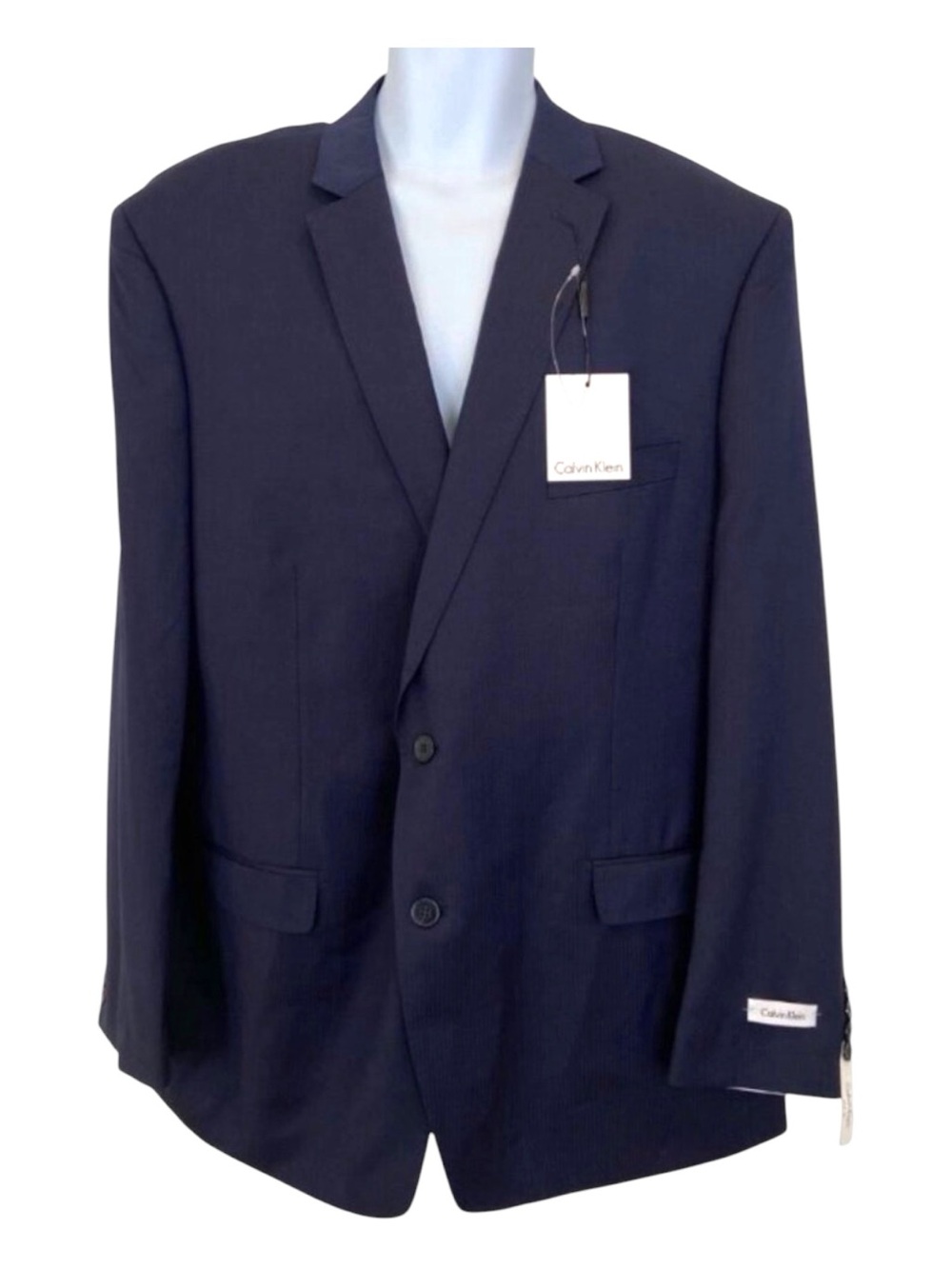 Calvin Klein NWT 50R 100% Wool Navy Slim Fit Suit Jacket Blazer Two Button Men